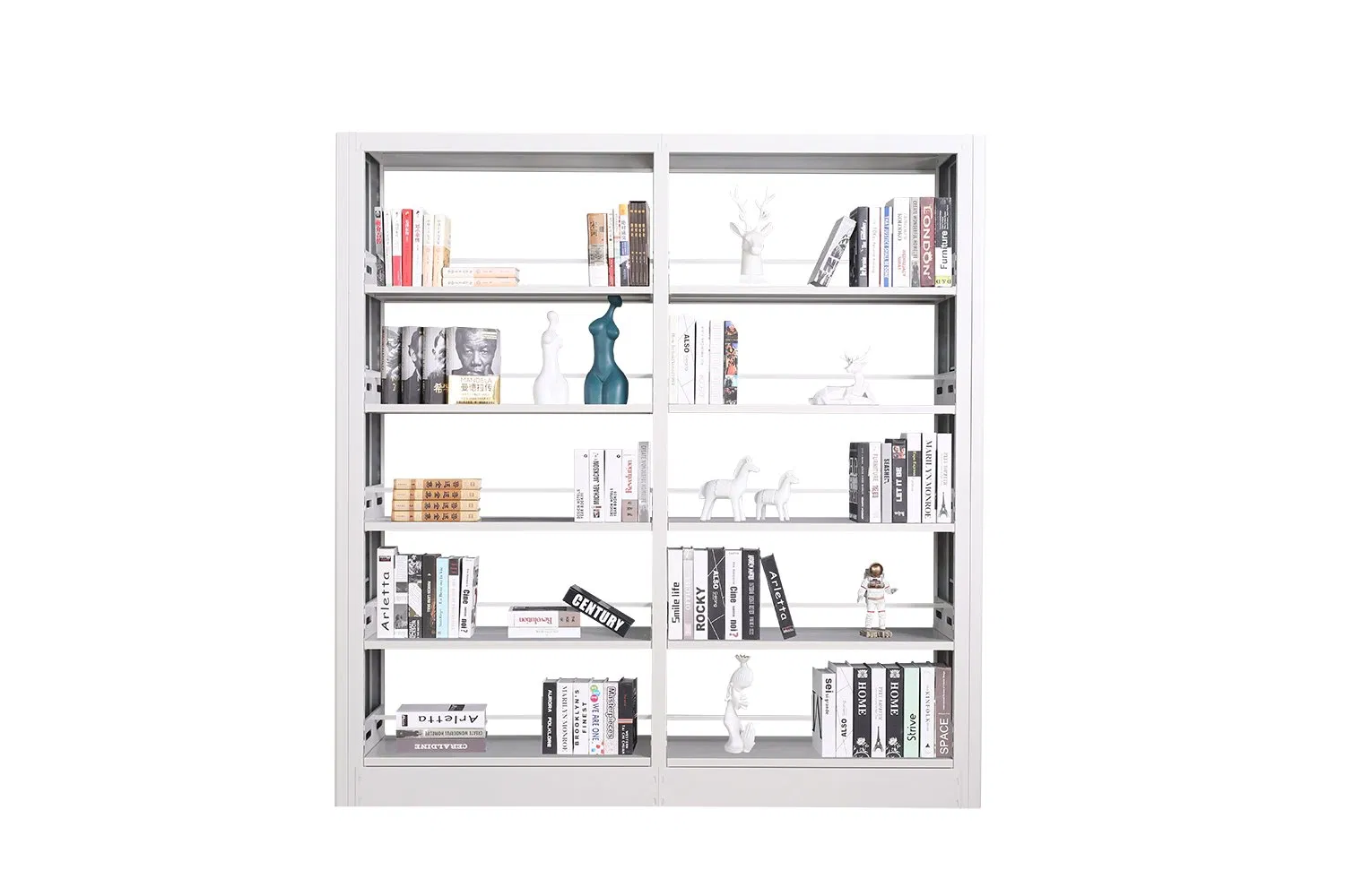 Estante de libros creativo y simple para el suelo, con almacenamiento de libros de un solo lado y doble lado 5 estantes para libros