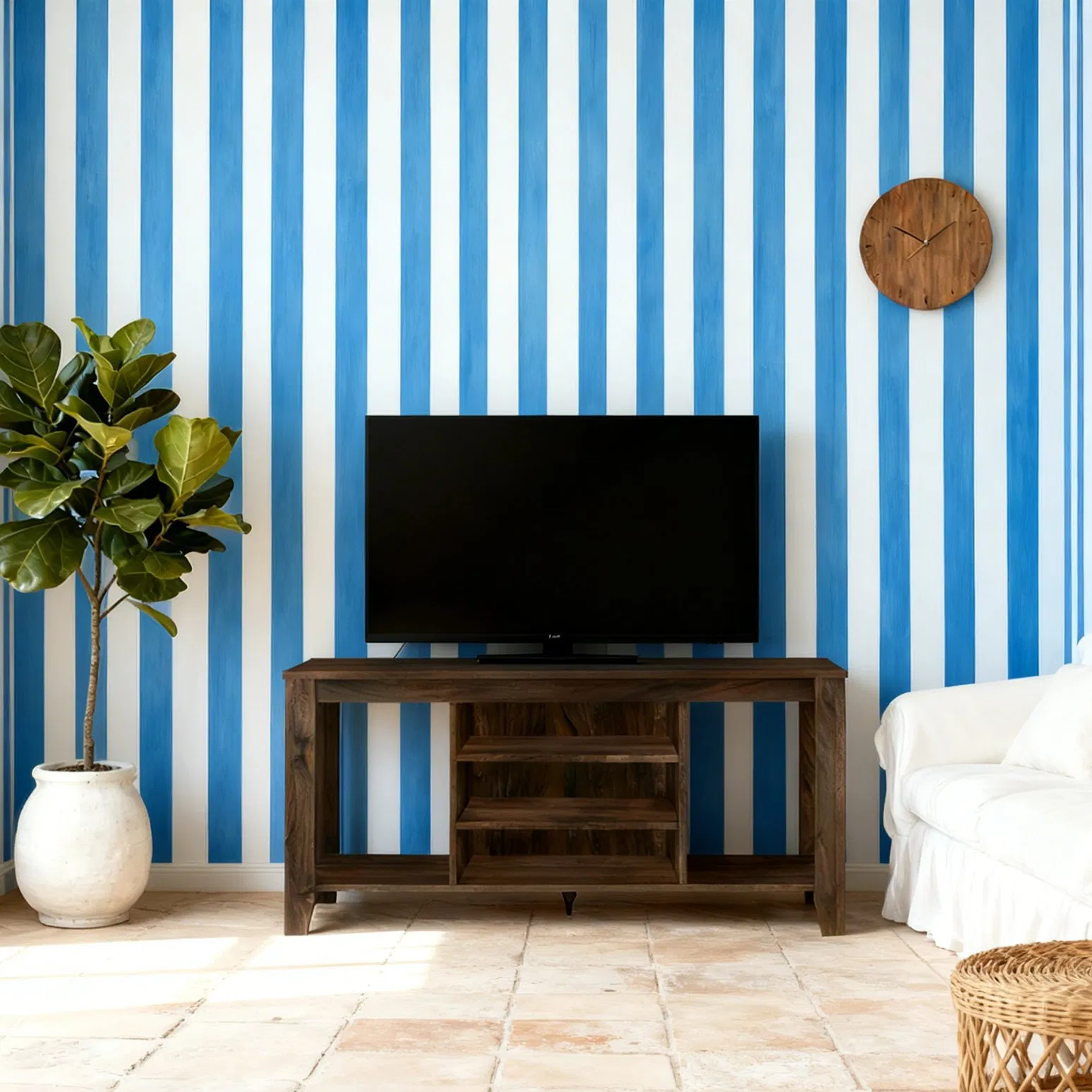 Centro de entretenimiento de madera elegante para televisores y dispositivos multimedia