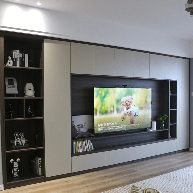 Mueble de televisión de diseño moderno, consola de medios, mueble para sala de estar, unidad de pared de madera con LED, mueble de televisión con chimenea, centro de entretenimiento
