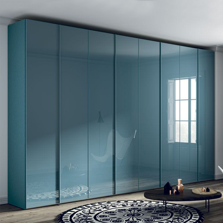 Conjunto de muebles de armarios para dormitorio moderno, diseños de armarios de madera acrílica de alto brillo