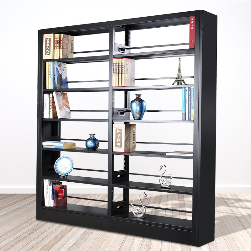 Muebles de biblioteca económicos y de alta calidad, estantería portátil de acero doble para biblioteca