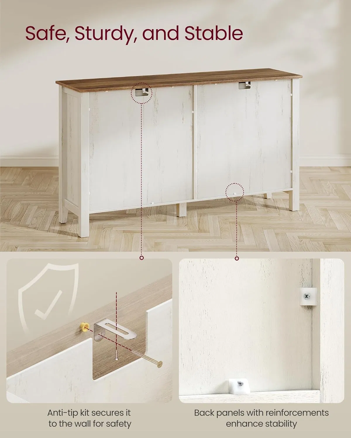 Moderno aparador escandinavo de madera con opciones de almacenamiento y buffet elegantes