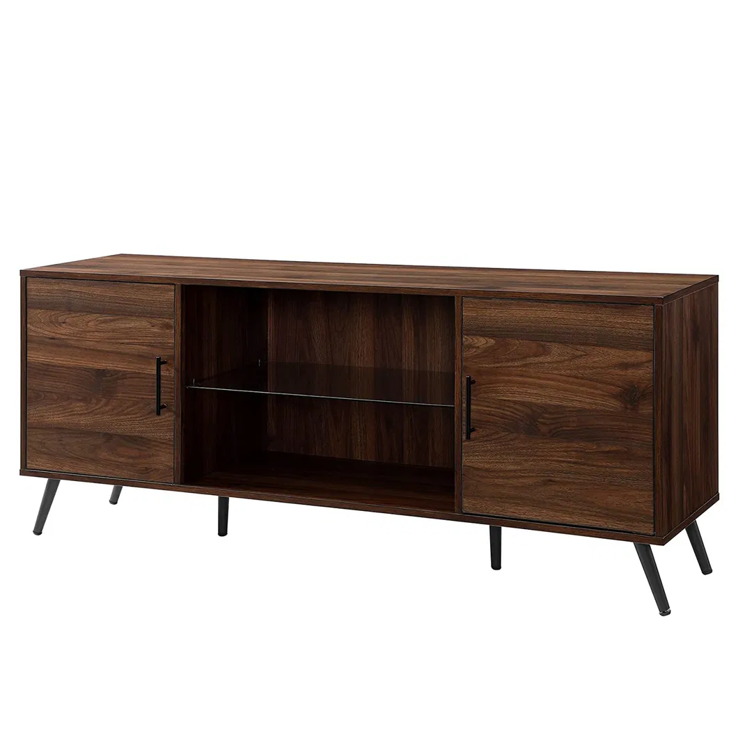 Soporte de televisión, moderno industrial, centro de entretenimiento para sala de estar, estantes de almacenamiento y armarios, mesa de madera