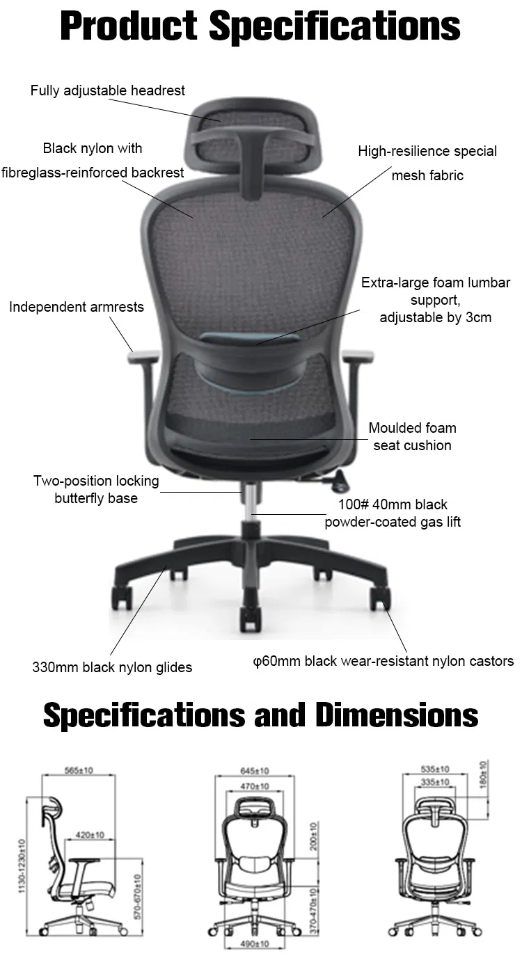 Silla ergonómica de malla ajustable para conferencia de muebles de oficina