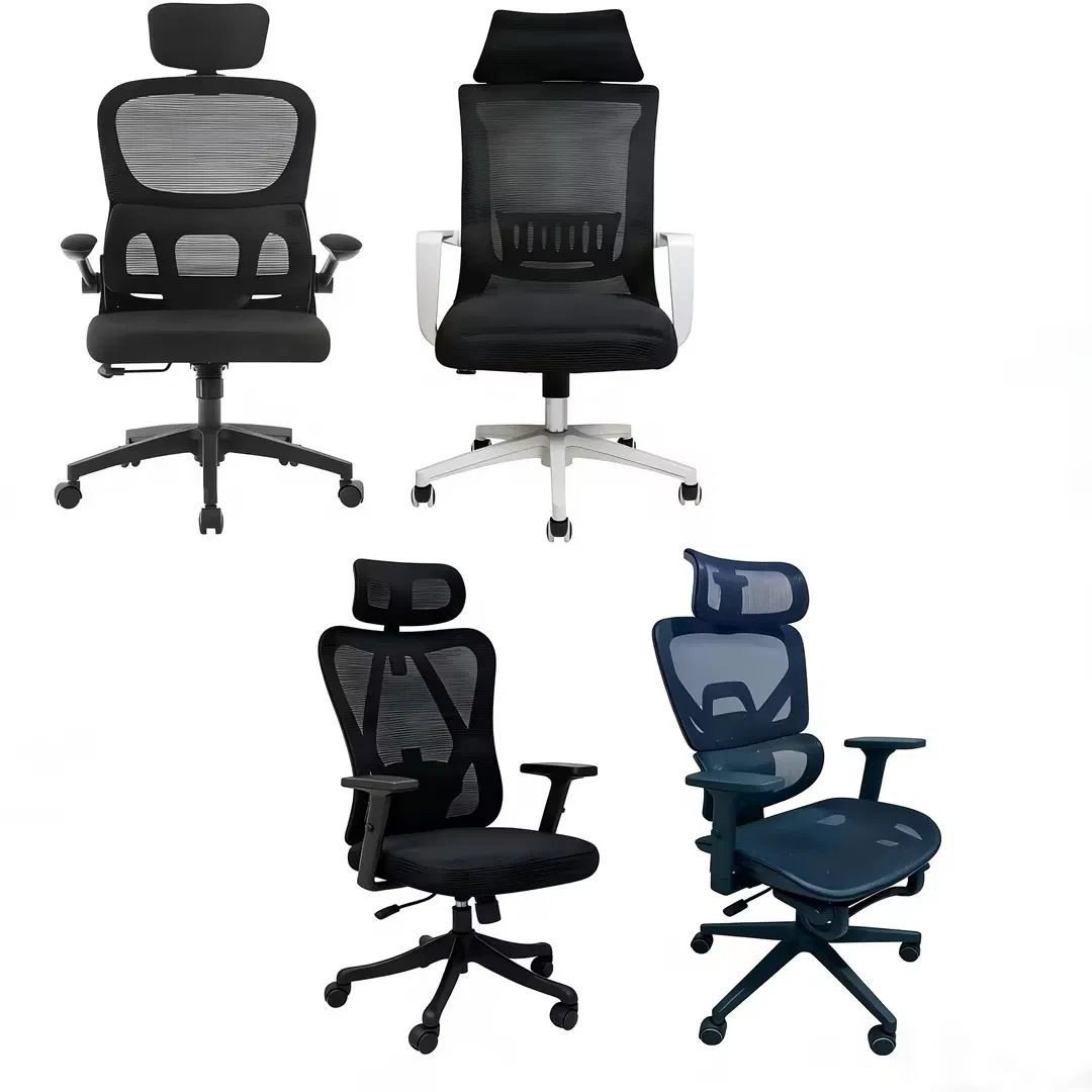 2026 Silla de oficina ergonómica de malla alta y cómoda con reposacabezas
