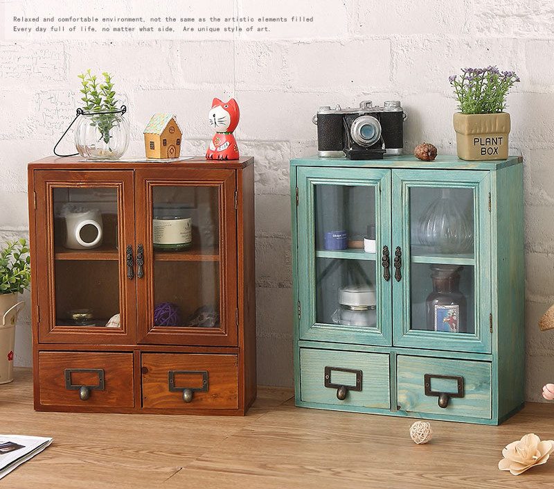 Cajón de joyería con control remoto, escritorio, caja de almacenamiento de madera para cosméticos