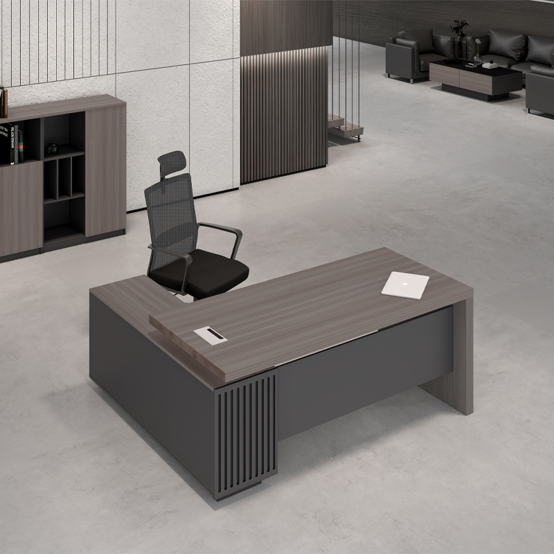 Keno Fabricado En China Suministro Muebles de Oficina de Madera Marrón Escritorio de Oficina con Mesa Lateral