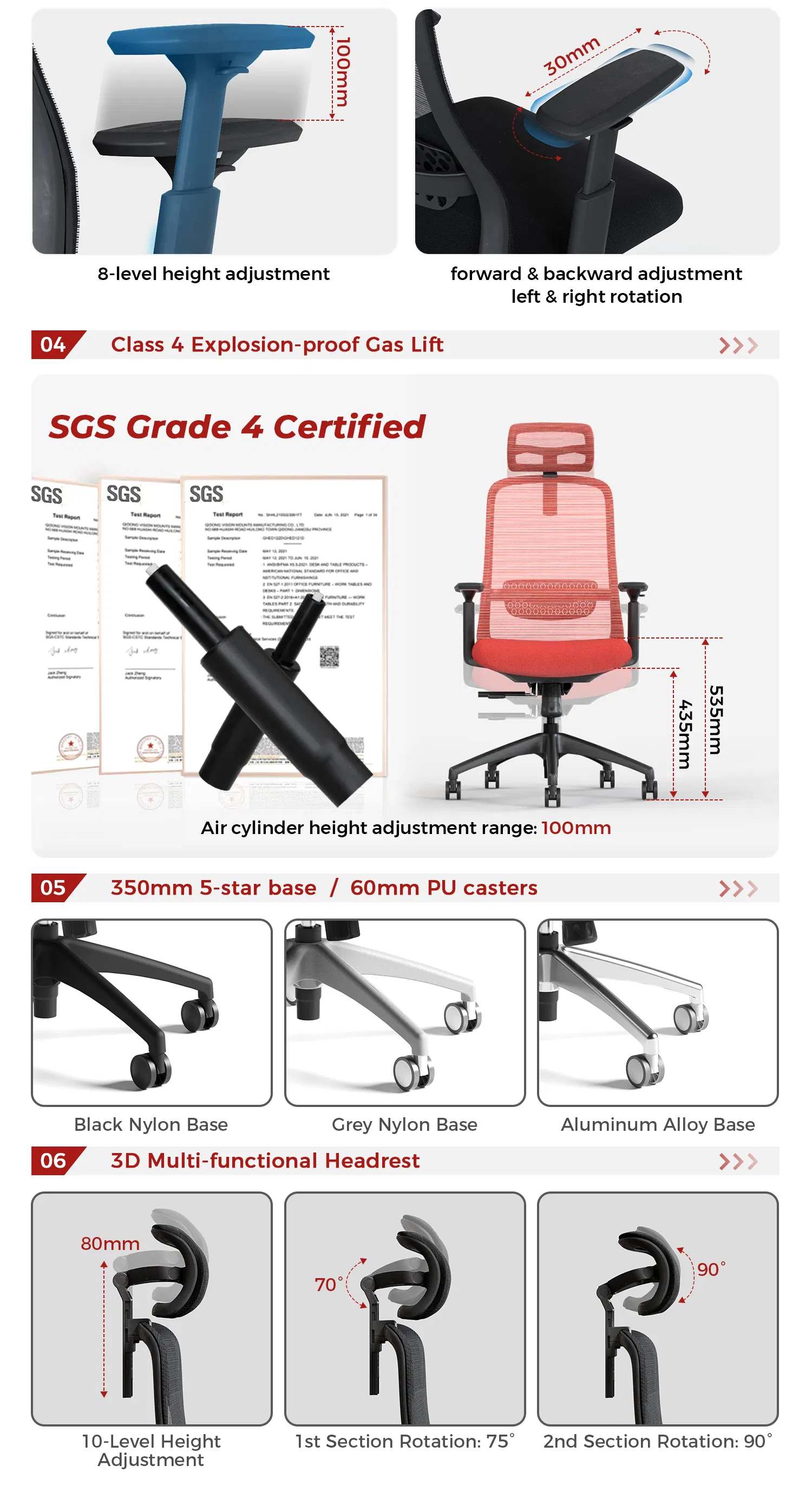 Chasis regulable silla de oficina