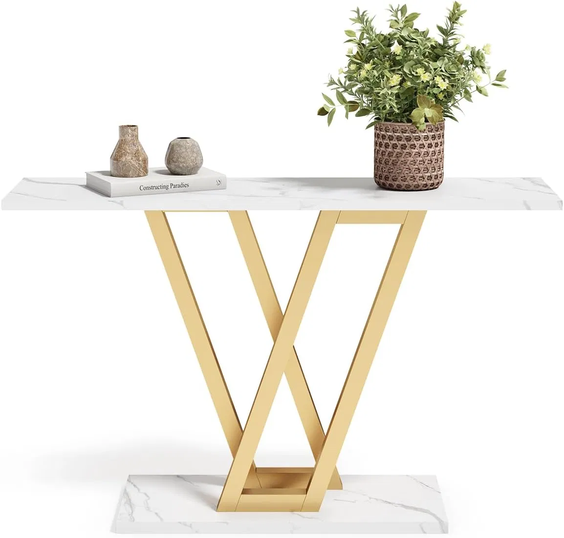 Mesa Consola Sofá de Oro Blanco Mesas de Entrada para Sala de Estar