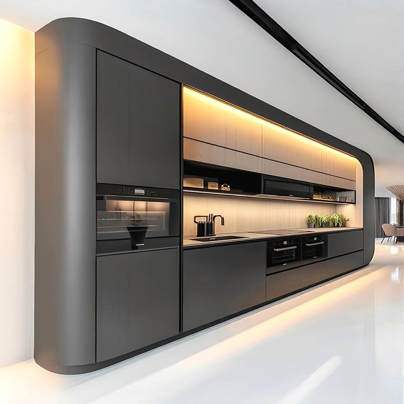 Muebles de lujo modernos de nogal y roble para la sala de estar, almacenamiento, buffet, credenza, armario, mueble de cocina