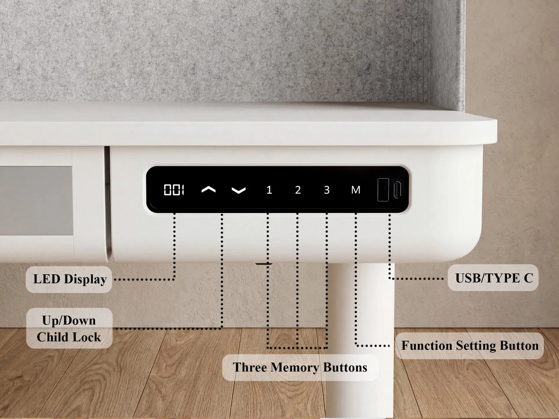 Escritorio de oficina en casa eléctrico ajustable en altura, mueble de pie y sentado