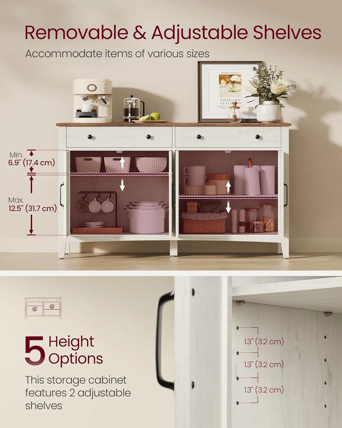 Moderno aparador escandinavo de madera con opciones de almacenamiento y buffet elegantes