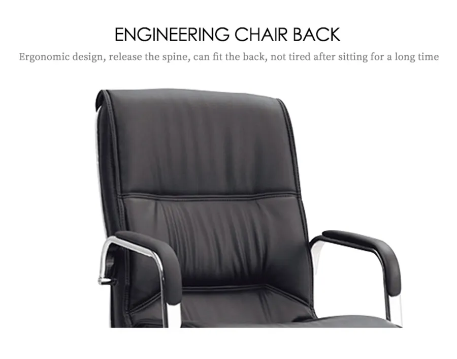 Silla de oficina ejecutiva ergonómica de cuero negro moderno, cómoda, con respaldo reclinable y giro