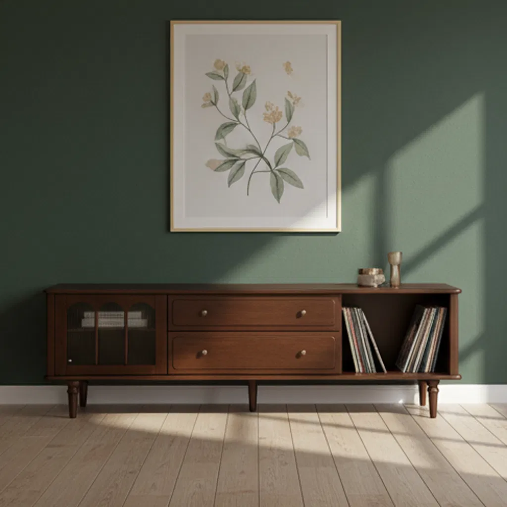Centro de Entretenimiento de Madera Marrón Oscuro con Puertas de Vidrio 180cm