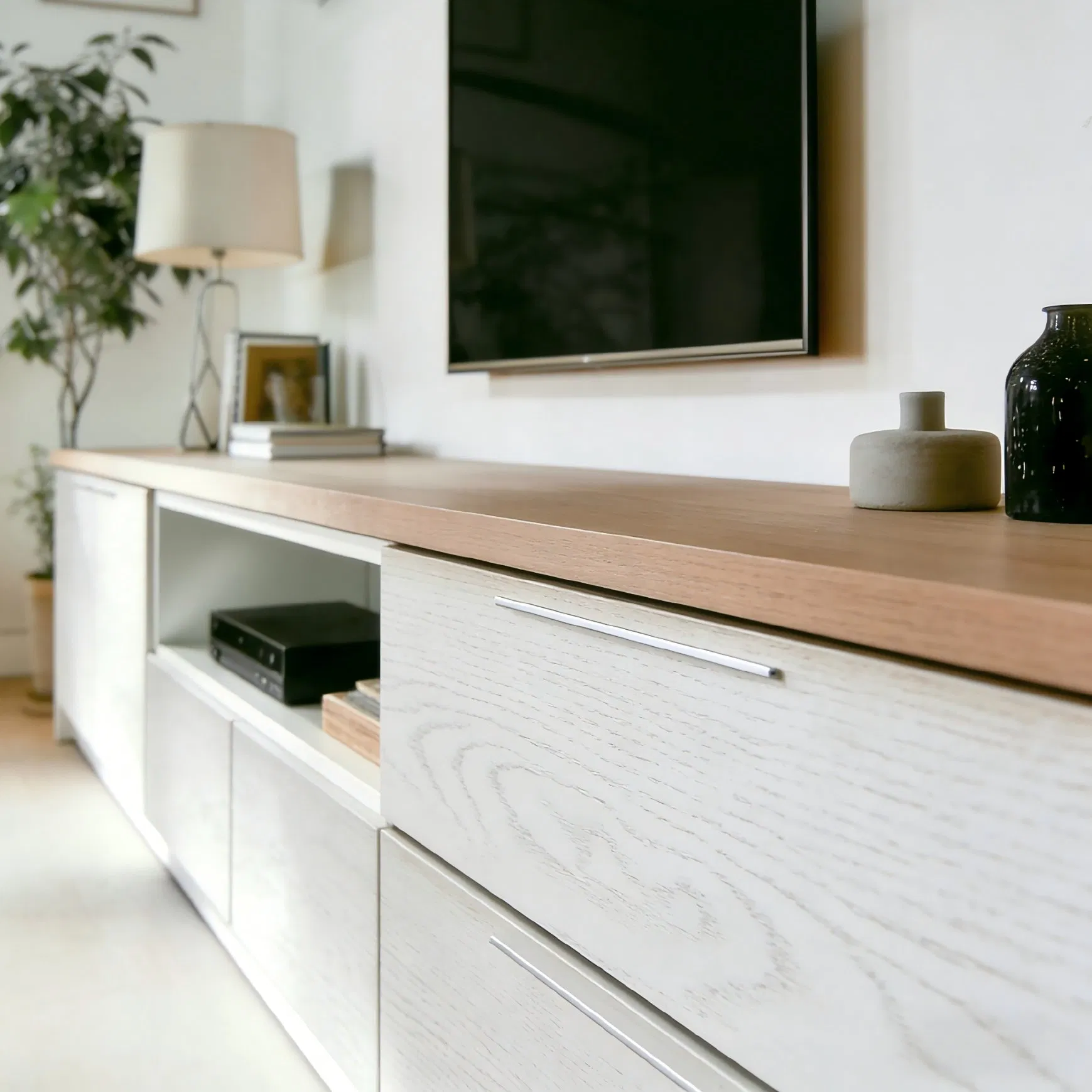 Mueble de televisión mate moderno, consola de medios, armario de almacenamiento para salas de estar contemporáneas