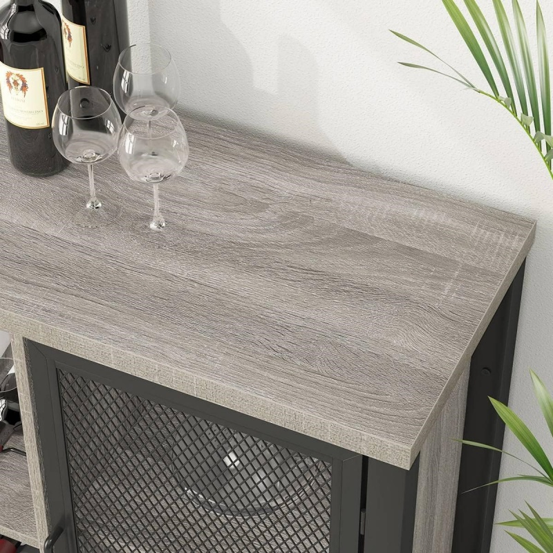 Gabinete de vino, gabinete de bar estilo granja para licor y copas, gabinete buffet lateral con almacenamiento