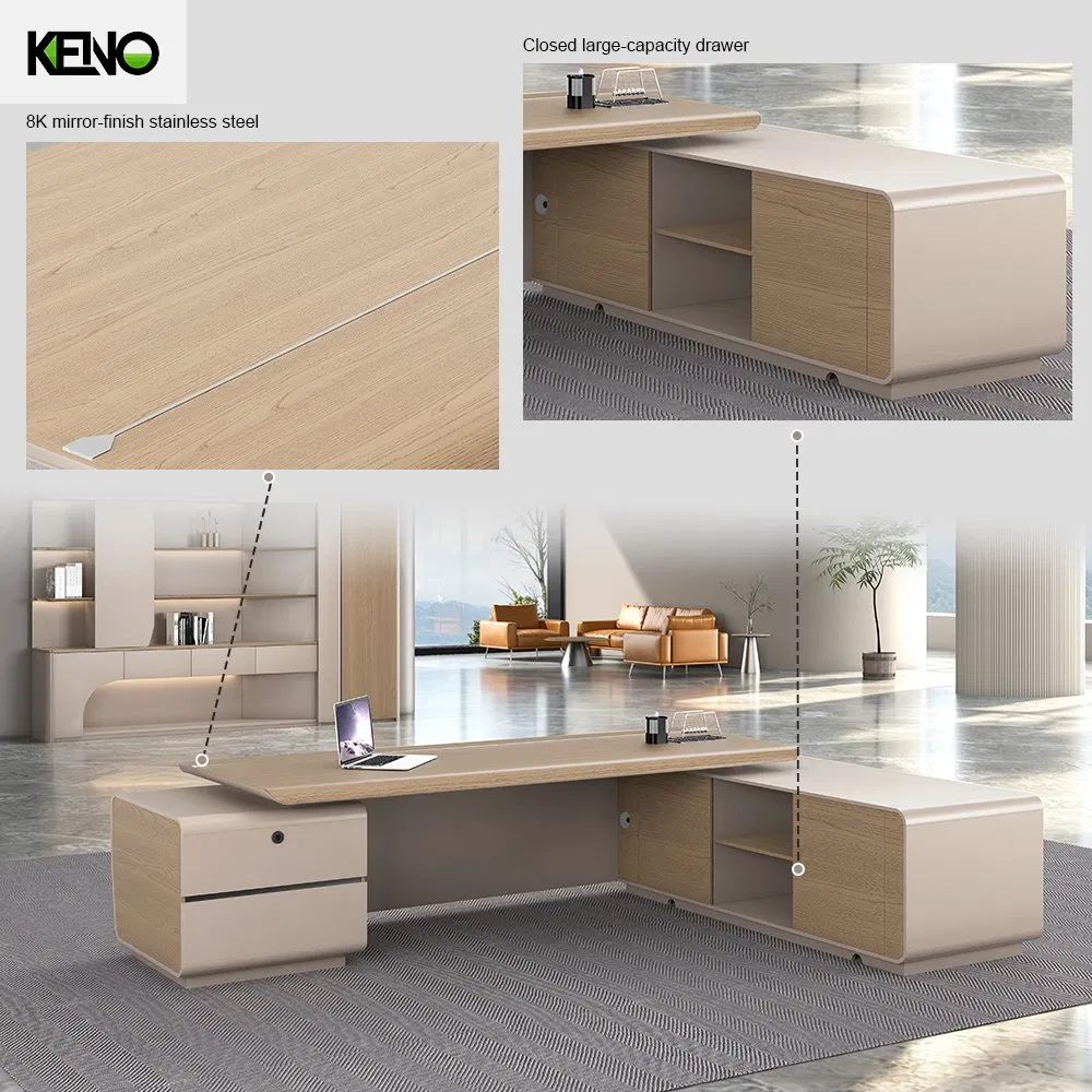 5% fuera Tiempo Limitado CEO Lujo PVC Laminado Moderno Pesado Mueble de Oficina Gerente Computadora Escritorio Ejecutivo de Madera
