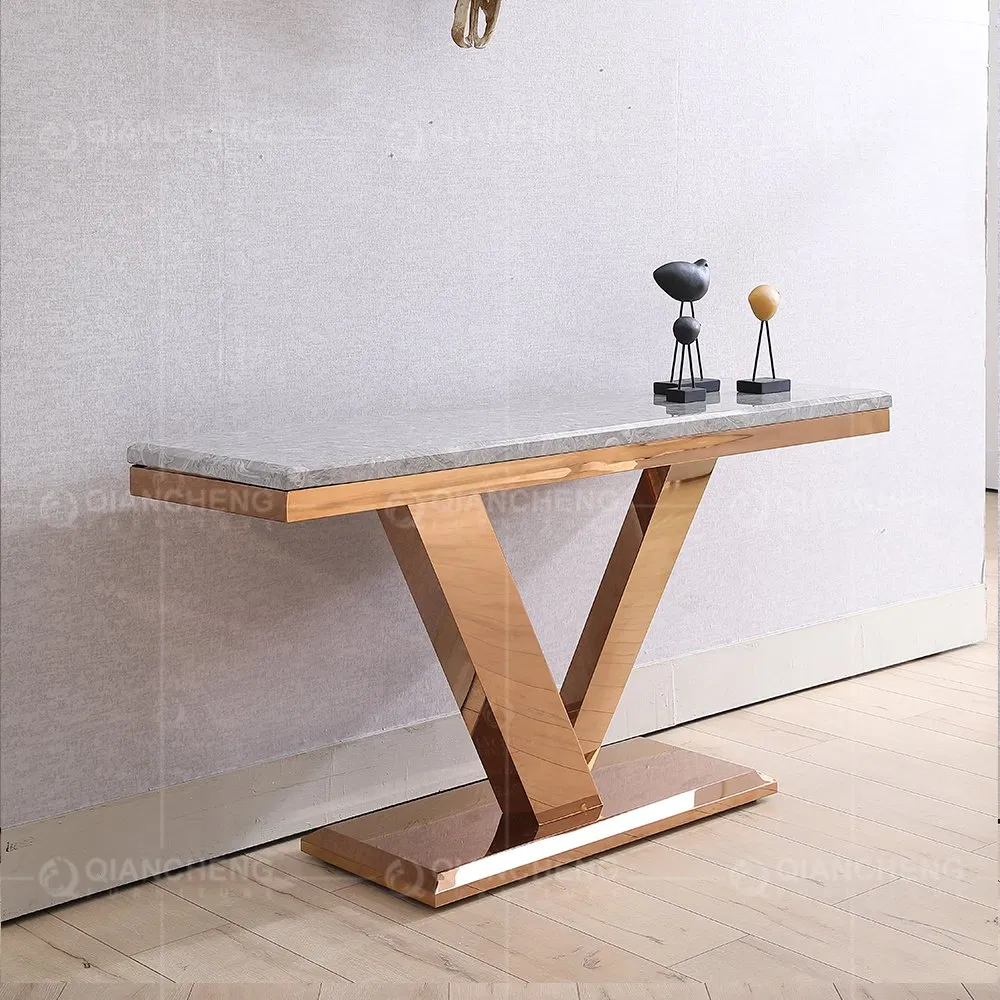 Diseño de lujo para decoración del hogar, mesa consola de mármol y acero inoxidable