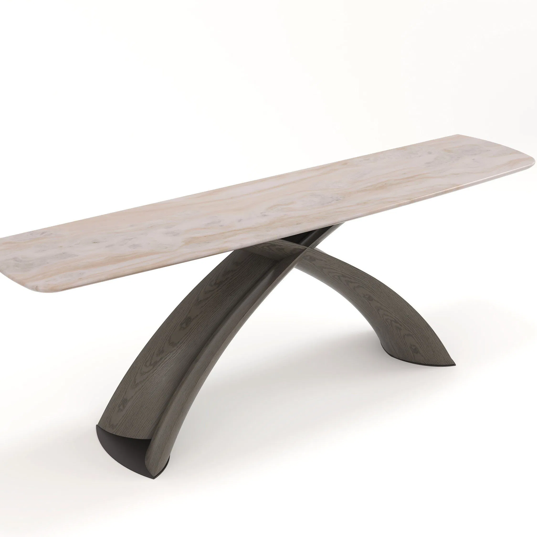Venta Caliente Mesa Consola de Entrada Moderna de Lujo de Madera Sólida de Fresno con Tapa de Mármol