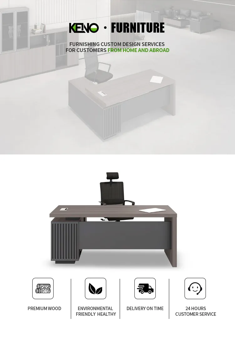 Muebles de Oficina de Madera Marrón Escritorio de Oficina con Mesa Lateral