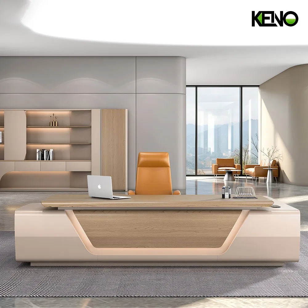 5% fuera Tiempo Limitado CEO Lujo PVC Laminado Moderno Pesado Mueble de Oficina Gerente Computadora Escritorio Ejecutivo de Madera