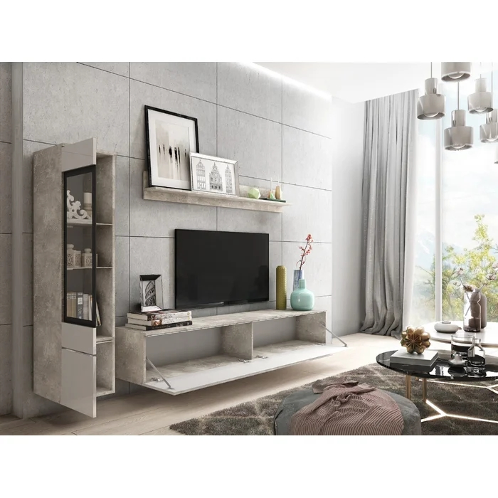 Centro de entretenimiento moderno blanco, gran almacenamiento, mueble para medios, gabinete para el hogar, soporte de televisión de madera