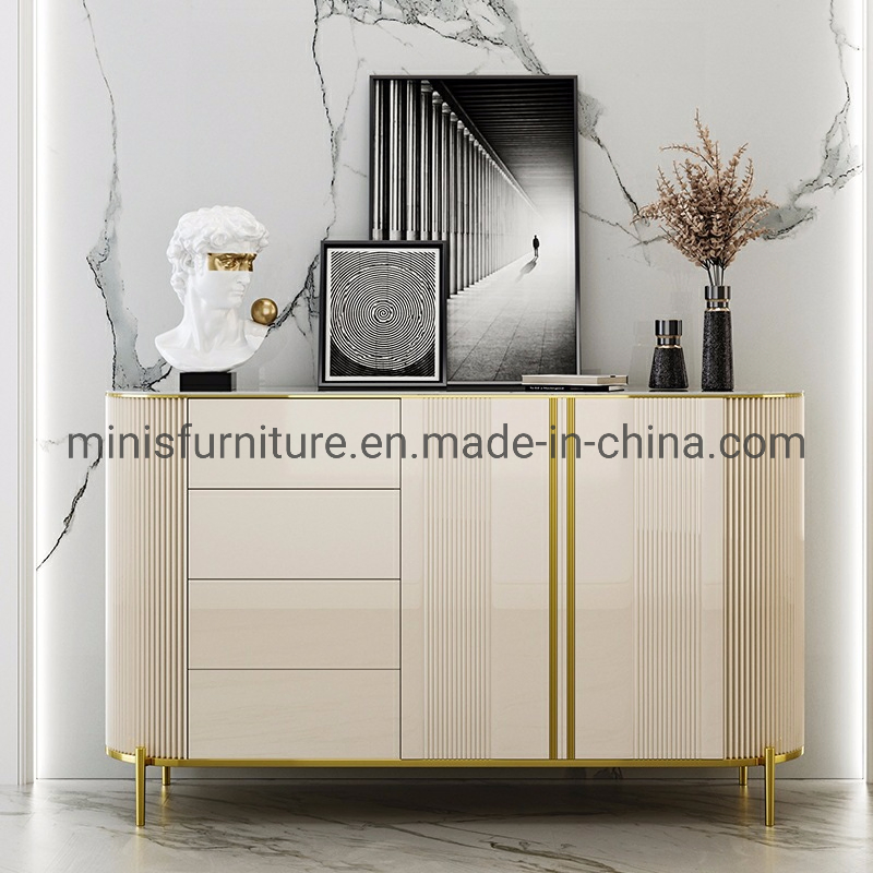 (MN-SB2) Hermoso Pasillo de Hotel Sala de Estar Mueble Buffet Beige Mármol Aparador