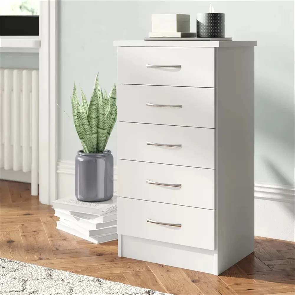 Diseño de fábrica dormitorio blanco MDF mueble de sala de estar almacenamiento cómoda cajonera
