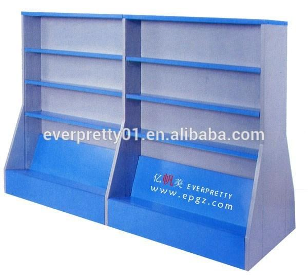 Estante de biblioteca de doble cara, estantería de libros de madera, almacenamiento de estanterías