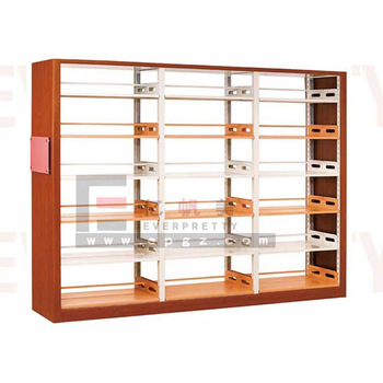Estante de biblioteca de doble cara, estantería de libros de madera, almacenamiento de estanterías