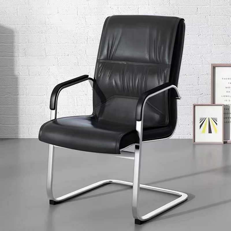 Silla de oficina ejecutiva ergonómica de cuero negro moderno Ekintop, cómoda, con respaldo reclinable y giro