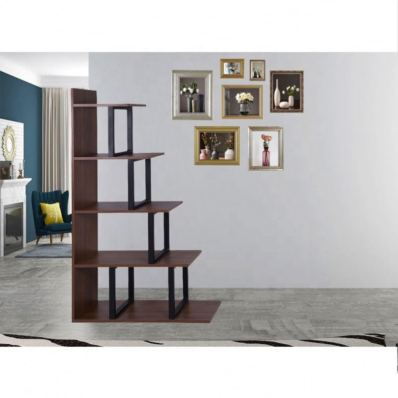 Estante de almacenamiento, estantería de madera en forma de escalera