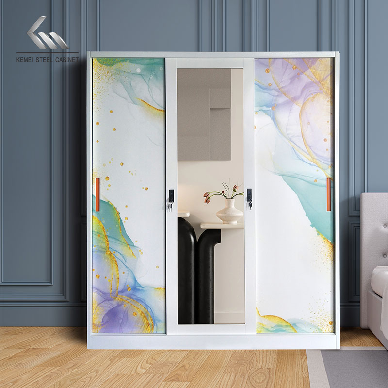 Armario Elegante de Fácil Montaje para Dormitorio, Armario de Acero, Armario de Metal para Ropa