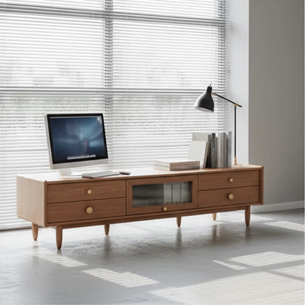 Centro de Entretenimiento de Madera Sólida Moderna para Salas de Estar Elegantes