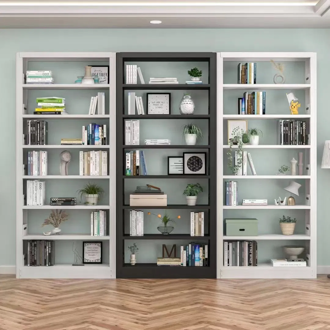 Estantería de metal y madera personalizada para muebles de oficina en casa y biblioteca escolar