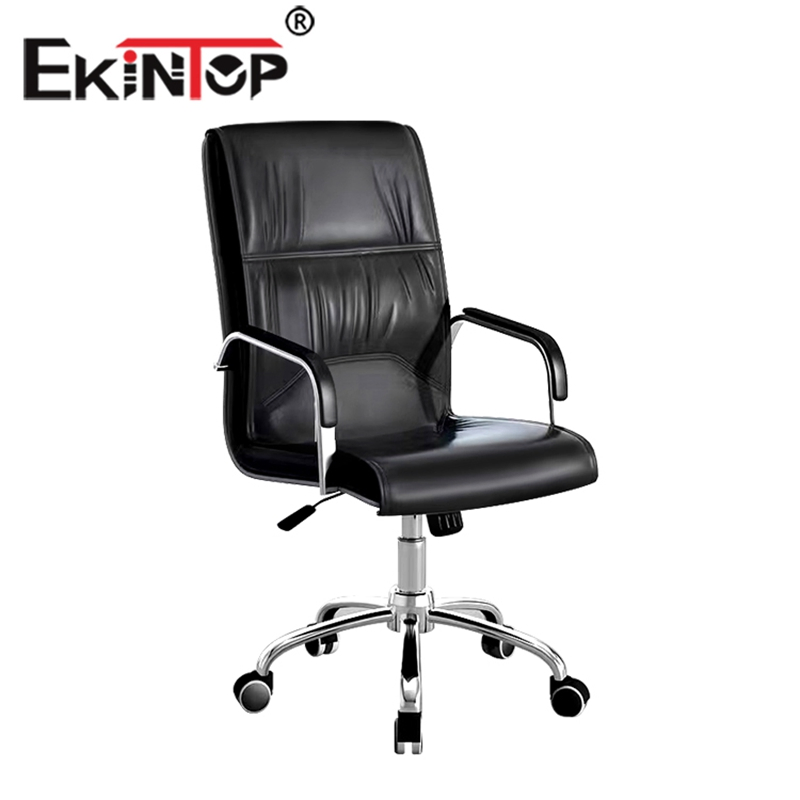 Silla de oficina ejecutiva ergonómica de cuero negro moderno Ekintop, cómoda, con respaldo reclinable y giro
