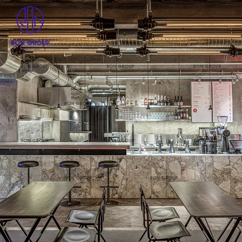 Mesa cuadrada de bistró moderno para club nocturno, muebles de restaurante, taburetes altos de bar