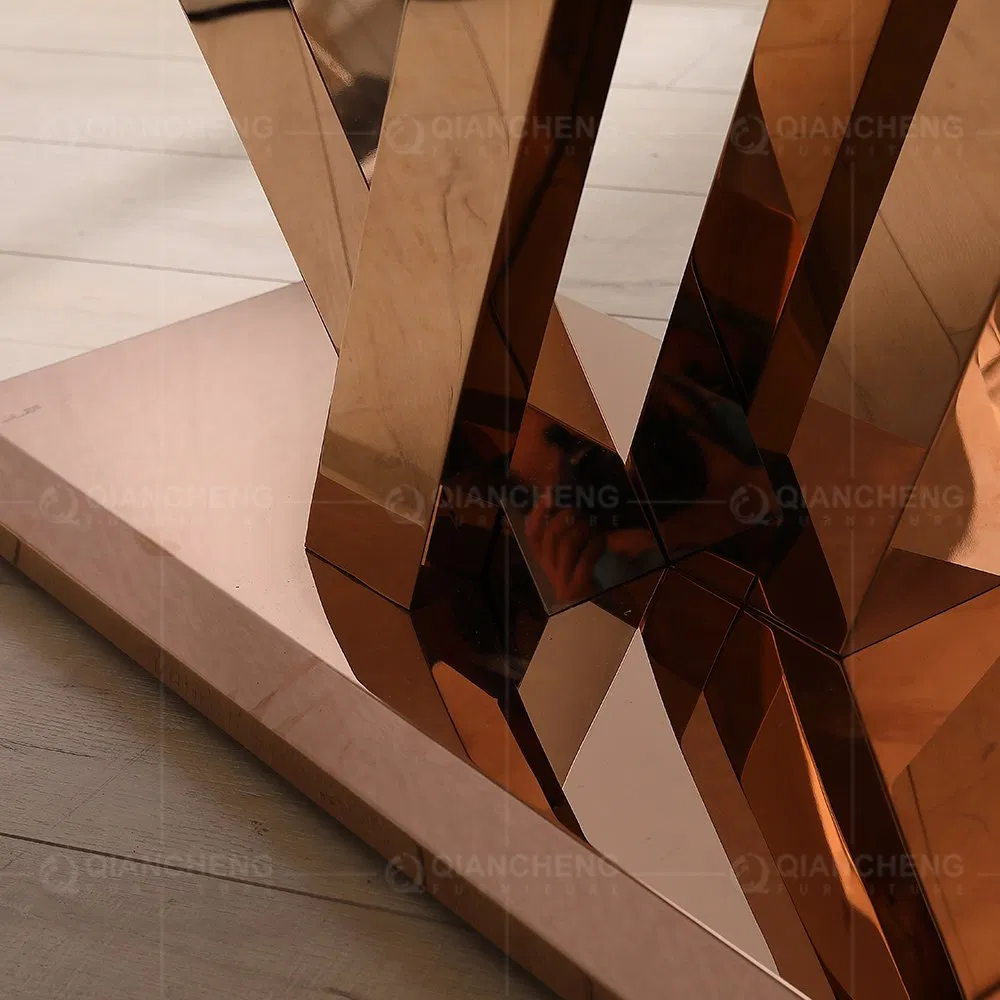 Diseño de lujo para decoración del hogar, mesa consola de mármol y acero inoxidable