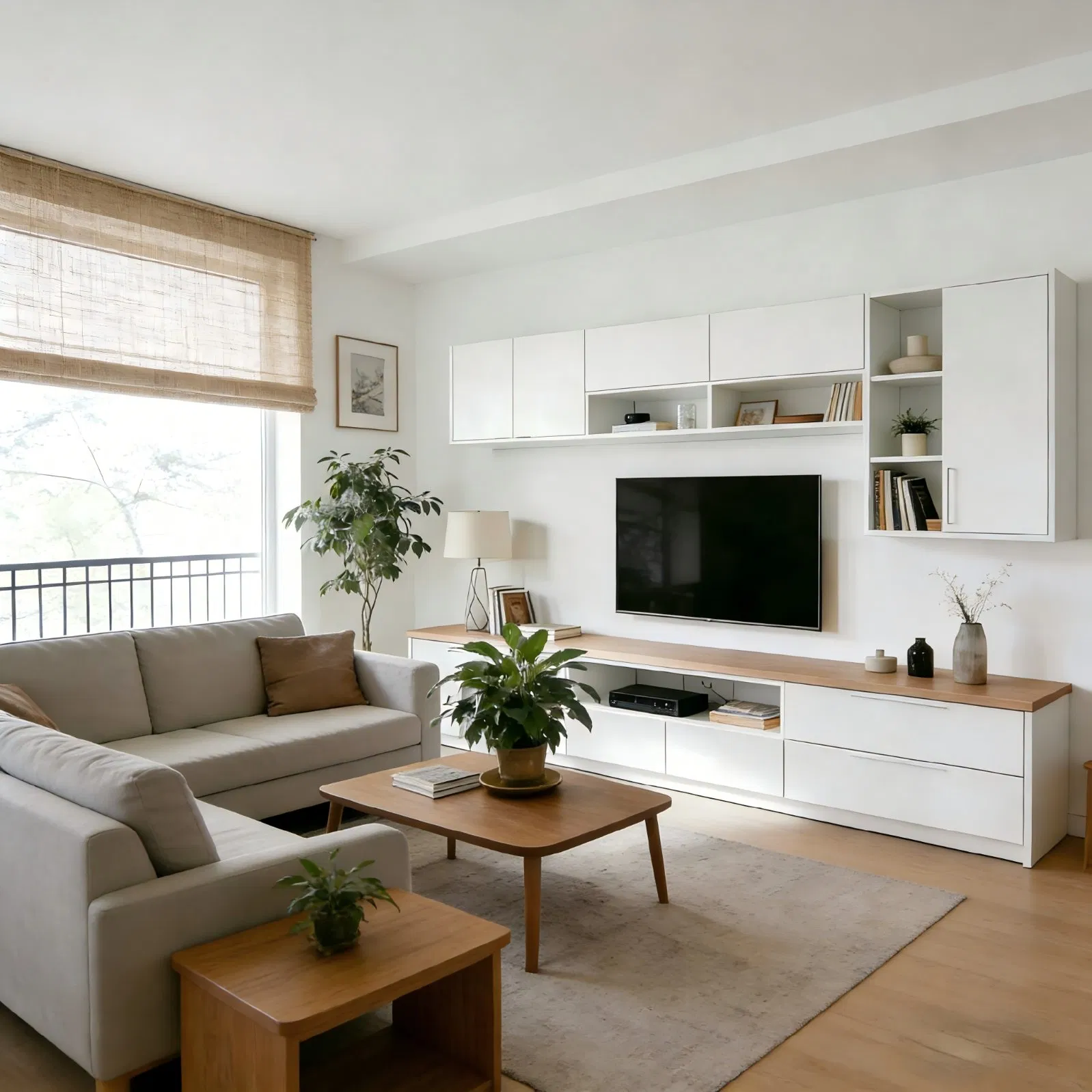 Mueble de televisión mate moderno, consola de medios, armario de almacenamiento para salas de estar contemporáneas