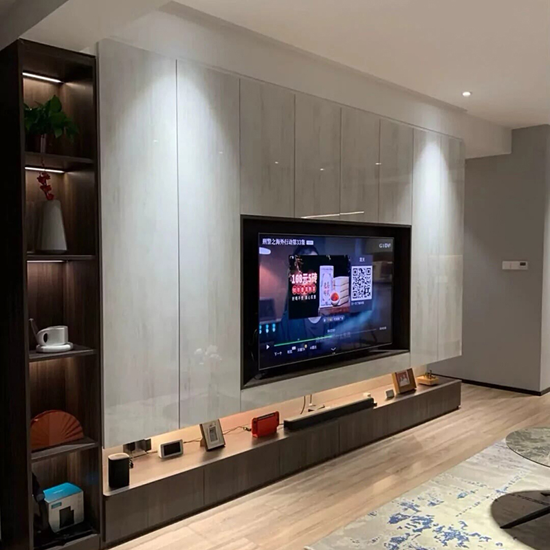 Mueble de televisión de diseño moderno, consola de medios, mueble para sala de estar, unidad de pared de madera con LED, mueble de televisión con chimenea, centro de entretenimiento