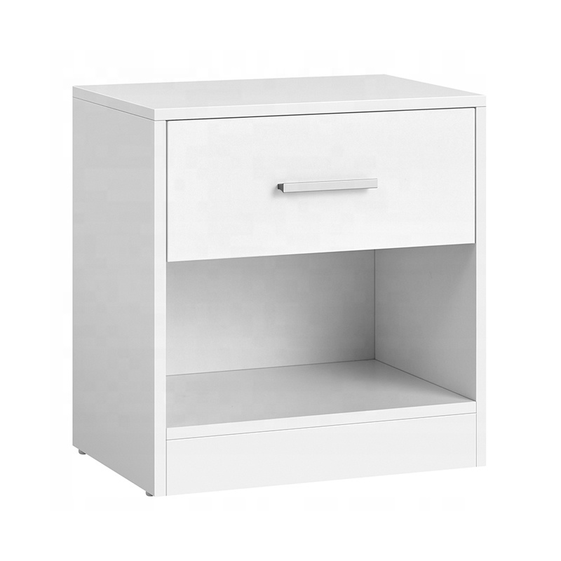 Mesa de final de sala de estar blanca, cómoda de dormitorio, gabinete de noche, cofre de madera de 3 cajones