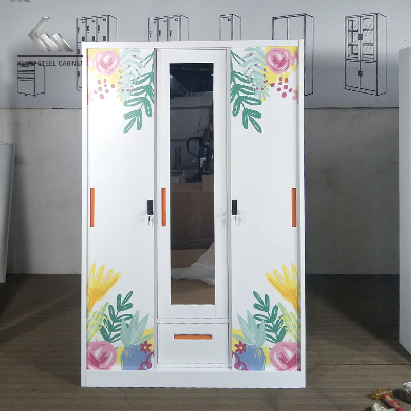 Armario Elegante de Fácil Montaje para Dormitorio, Armario de Acero, Armario de Metal para Ropa