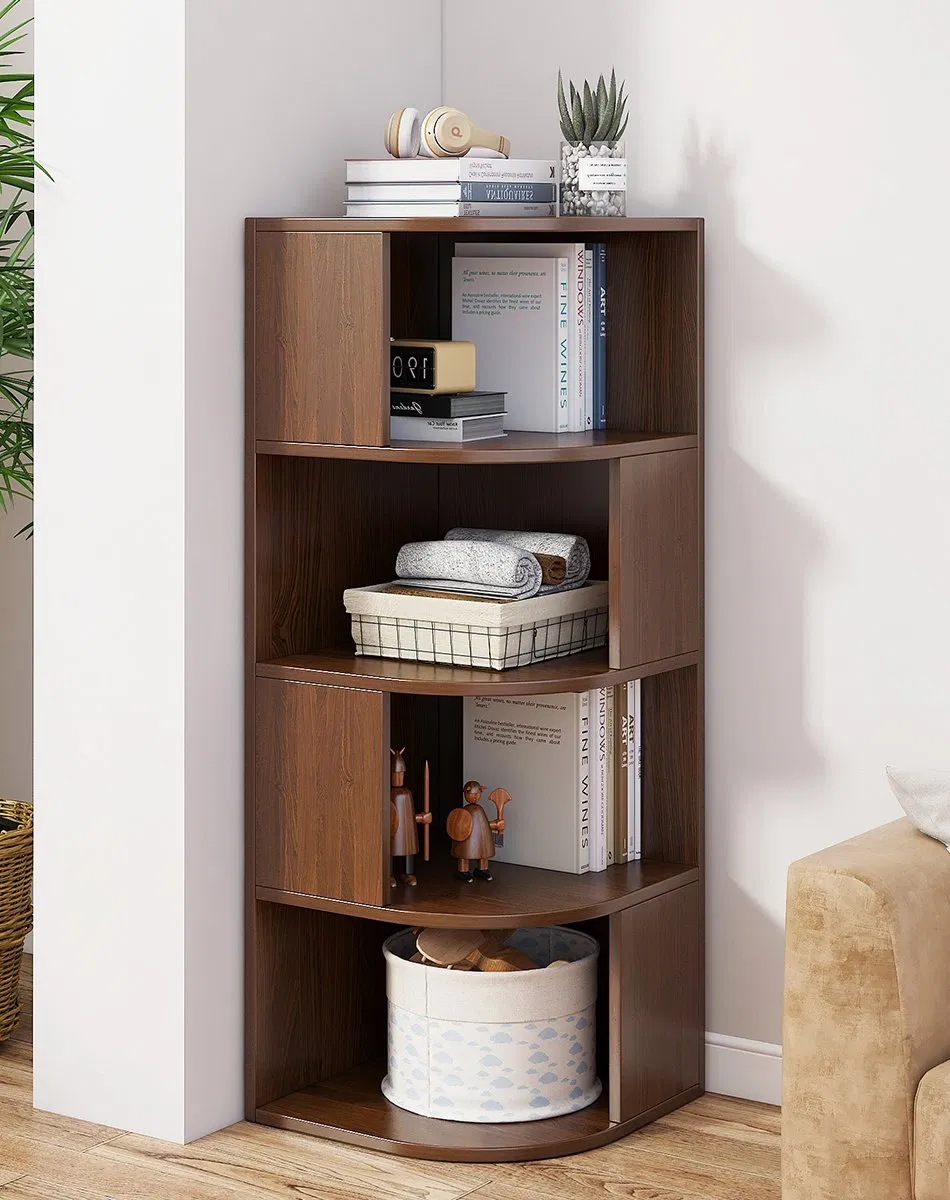 Estantería de almacenamiento de madera personalizada, moderna y lujosa para sala de estar, biblioteca de madera, estantería giratoria