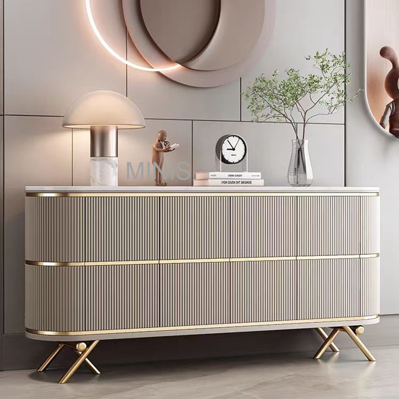(MN-SB2) Hermoso Pasillo de Hotel Sala de Estar Mueble Buffet Beige Mármol Aparador