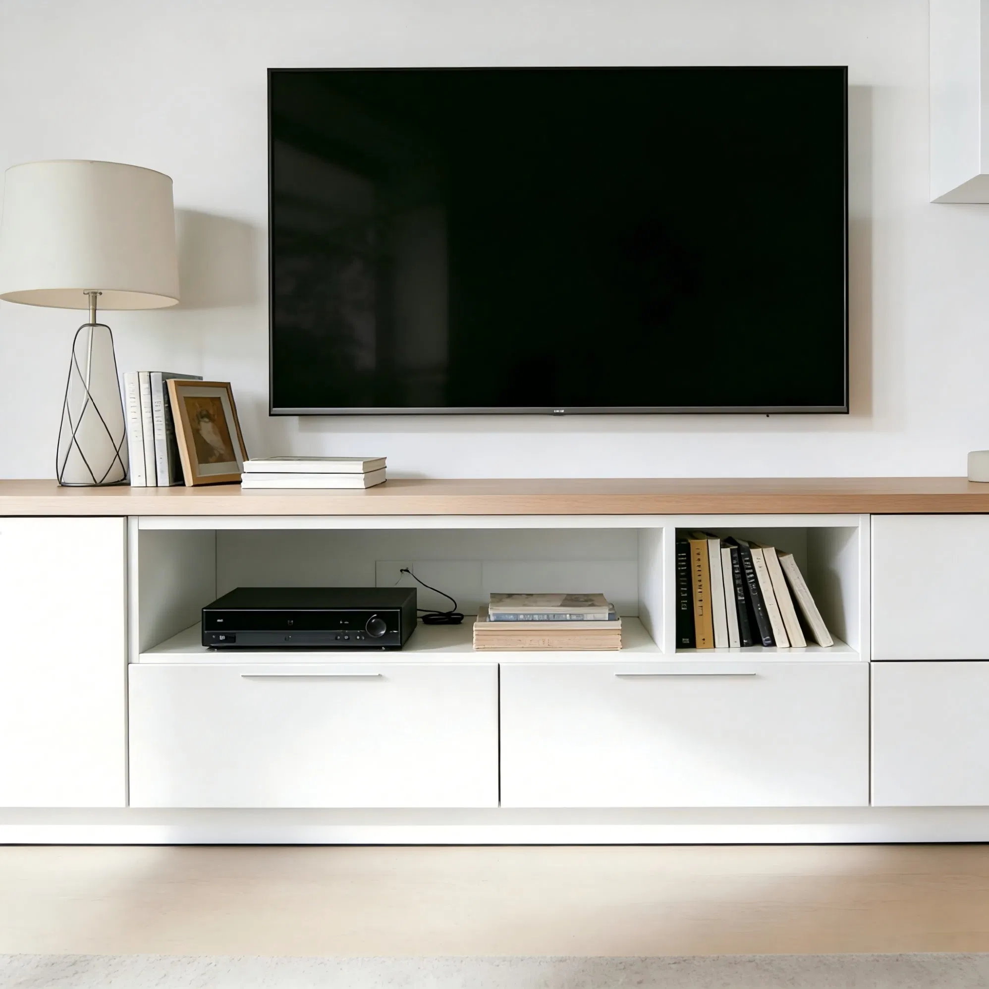 Mueble de televisión mate moderno, consola de medios, armario de almacenamiento para salas de estar contemporáneas
