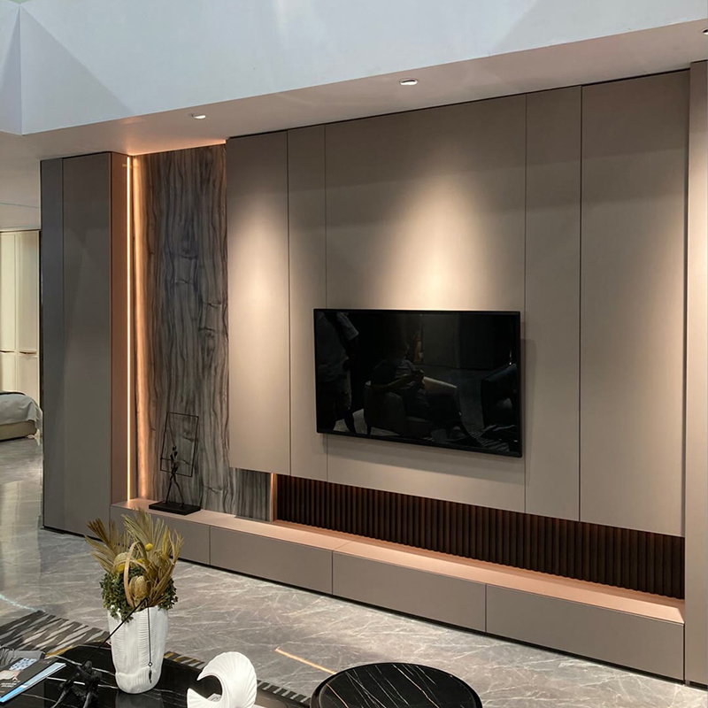 Mueble de televisión de diseño moderno, consola de medios, mueble para sala de estar, unidad de pared de madera con LED, mueble de televisión con chimenea, centro de entretenimiento