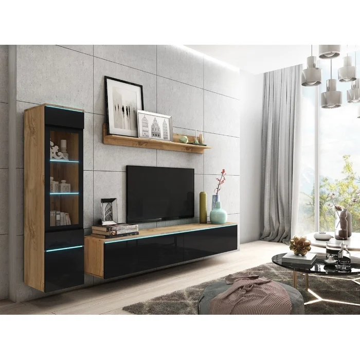 Centro de entretenimiento moderno blanco, gran almacenamiento, mueble para medios, gabinete para el hogar, soporte de televisión de madera