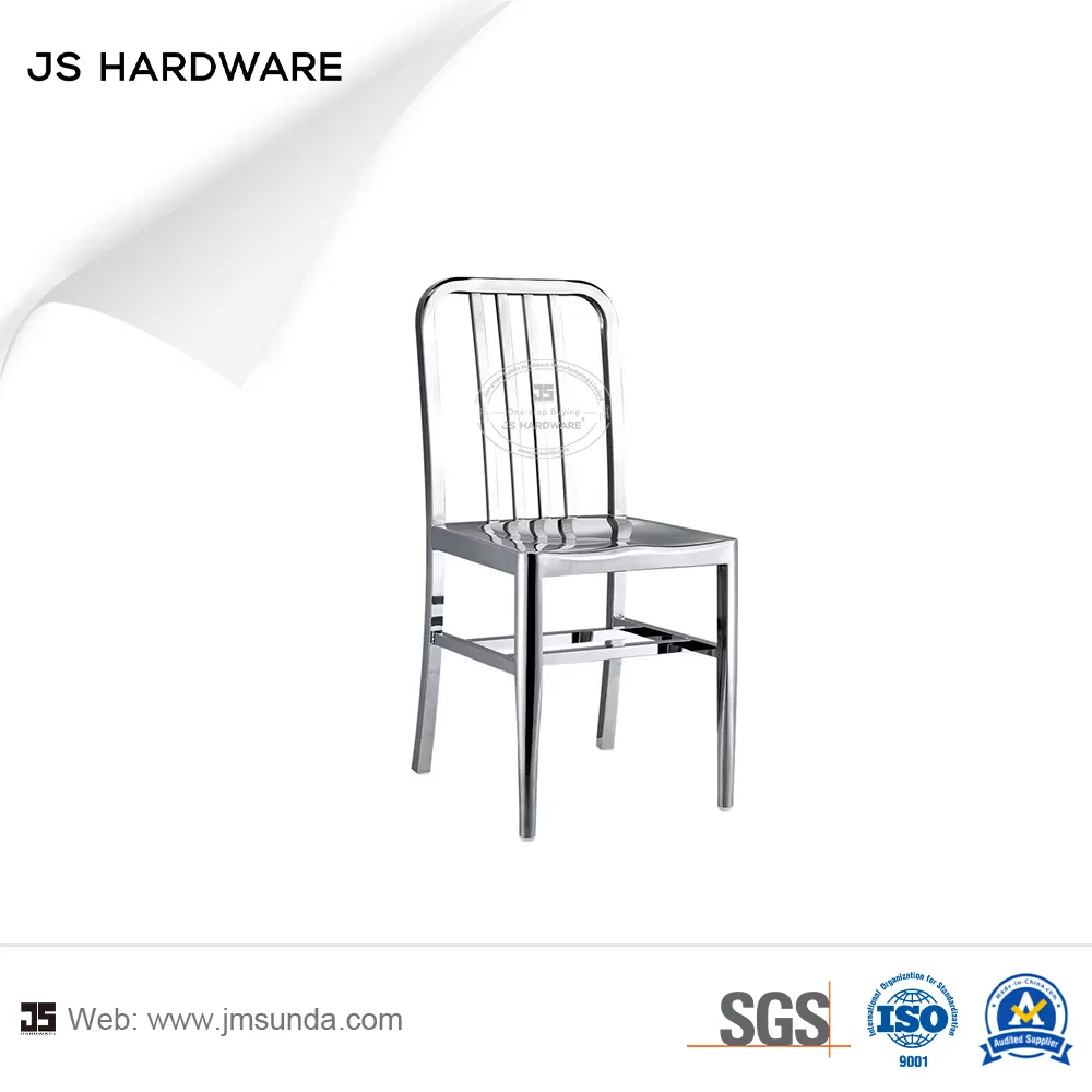 Silla de comedor fija de barra de acero inoxidable de fábrica directa, taburete de barra satinado