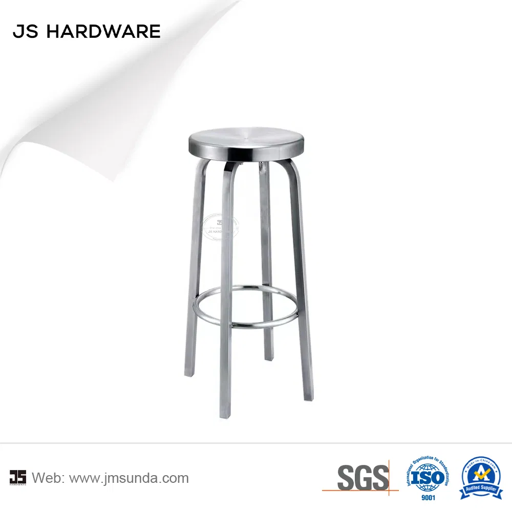 Silla de comedor fija de barra de acero inoxidable de fábrica directa, taburete de barra satinado