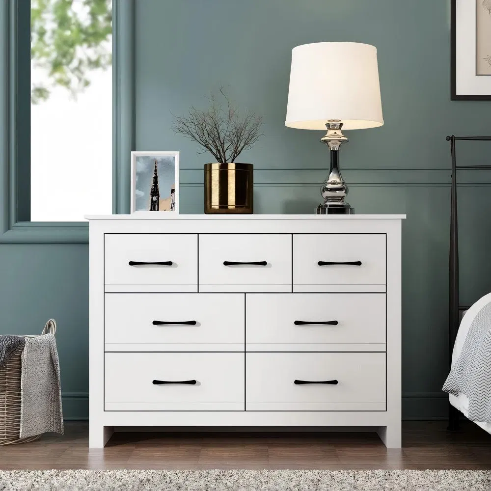 Mueble de almacenamiento de madera de alta calidad, cómoda funcional blanca con cajones